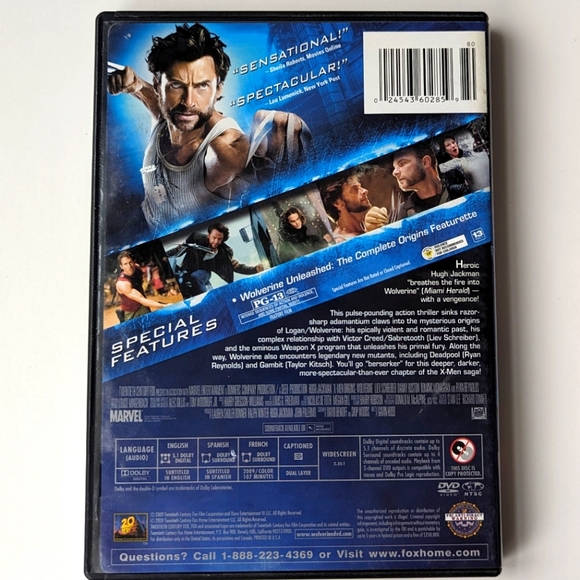 2/$15 DVD X-Men Origins: Wolverine 2009 Hugh Jackman 20th Century Studios  - Picture 2 of 4